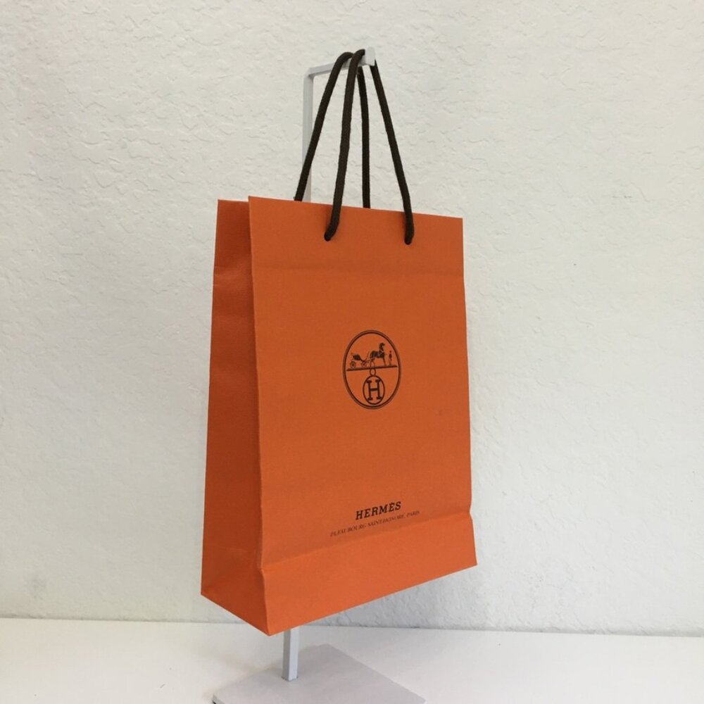Hermes Shopping Bag 11.25" x 8" x 3.25" Orange Paper Gift Bag Authentic